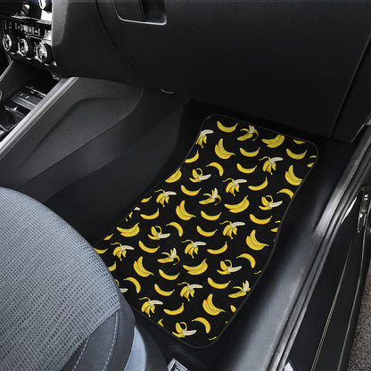 Black Cartoon Banana Pattern Print Front and Back Car Floor Mats