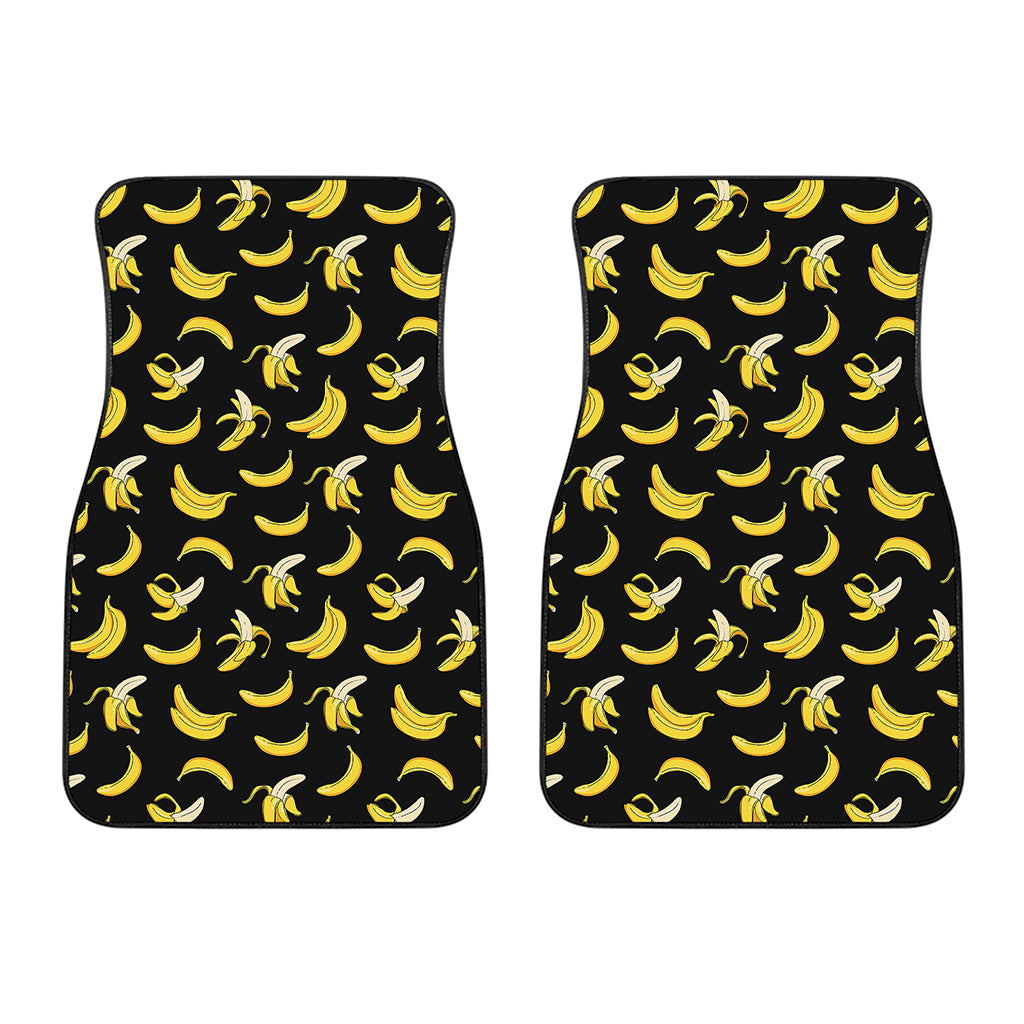 Black Cartoon Banana Pattern Print Front Car Floor Mats