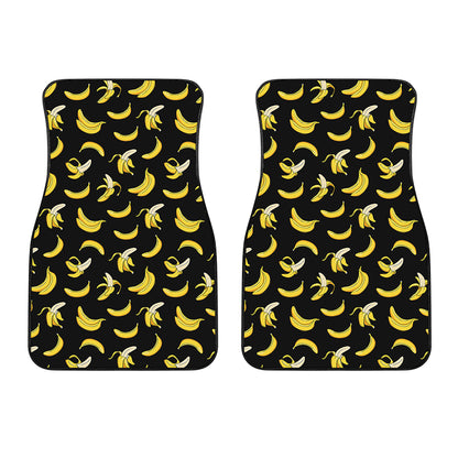Black Cartoon Banana Pattern Print Front Car Floor Mats