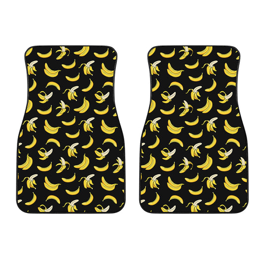 Black Cartoon Banana Pattern Print Front Car Floor Mats