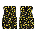 Black Cartoon Banana Pattern Print Front Car Floor Mats