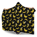 Black Cartoon Banana Pattern Print Hooded Blanket