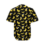 Black Cartoon Banana Pattern Print Men's Baseball Jersey