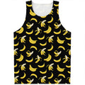 Black Cartoon Banana Pattern Print Men's Tank Top