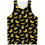 Black Cartoon Banana Pattern Print Men's Tank Top