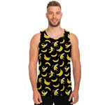 Black Cartoon Banana Pattern Print Men's Tank Top