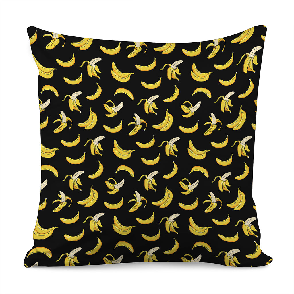 Black Cartoon Banana Pattern Print Pillow Cover