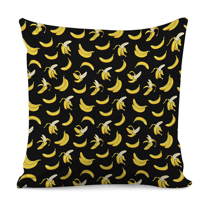 Black Cartoon Banana Pattern Print Pillow Cover