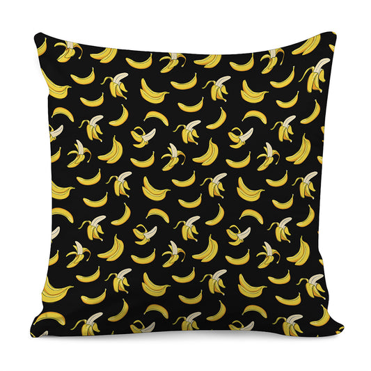 Black Cartoon Banana Pattern Print Pillow Cover
