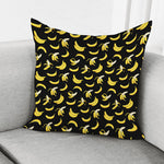 Black Cartoon Banana Pattern Print Pillow Cover