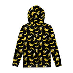 Black Cartoon Banana Pattern Print Pullover Hoodie