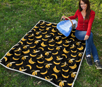 Black Cartoon Banana Pattern Print Quilt
