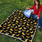 Black Cartoon Banana Pattern Print Quilt