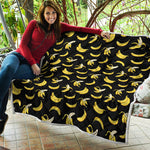 Black Cartoon Banana Pattern Print Quilt
