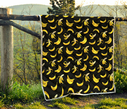 Black Cartoon Banana Pattern Print Quilt