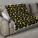Black Cartoon Banana Pattern Print Quilt