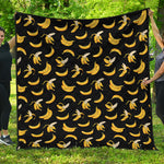 Black Cartoon Banana Pattern Print Quilt