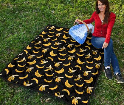 Black Cartoon Banana Pattern Print Quilt