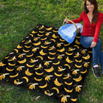 Black Cartoon Banana Pattern Print Quilt