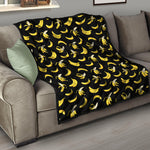 Black Cartoon Banana Pattern Print Quilt