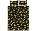 Black Cartoon Banana Pattern Print Quilt Bed Set