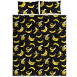 Black Cartoon Banana Pattern Print Quilt Bed Set