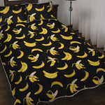Black Cartoon Banana Pattern Print Quilt Bed Set