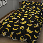 Black Cartoon Banana Pattern Print Quilt Bed Set