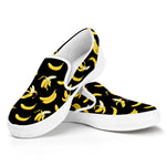 Black Cartoon Banana Pattern Print White Slip On Shoes