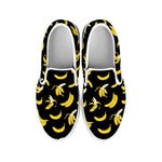 Black Cartoon Banana Pattern Print White Slip On Shoes