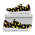 Black Cartoon Banana Pattern Print White Running Shoes