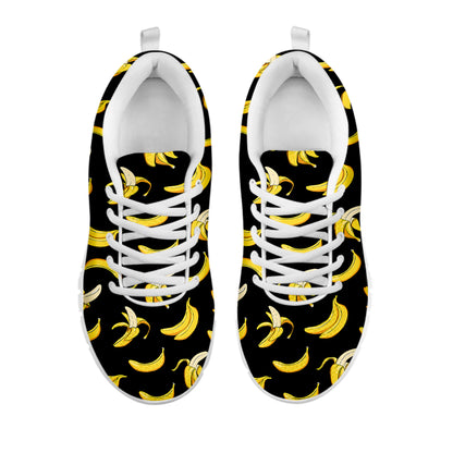 Black Cartoon Banana Pattern Print White Sneakers