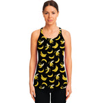 Black Cartoon Banana Pattern Print Women's Racerback Tank Top