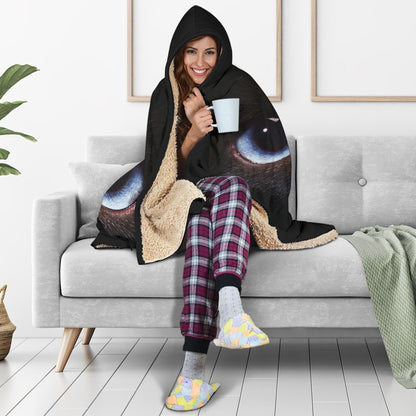 Black Cat Eyes Print Hooded Blanket GearFrost