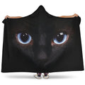 Black Cat Eyes Print Hooded Blanket
