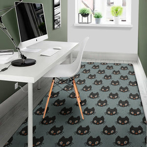 Black Cat Knitted Pattern Print Area Rug