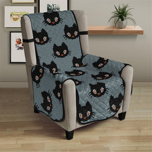 Black Cat Knitted Pattern Print Armchair Protector