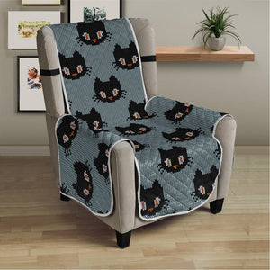 Black Cat Knitted Pattern Print Armchair Protector