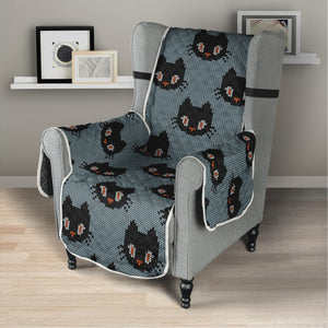 Black Cat Knitted Pattern Print Armchair Protector