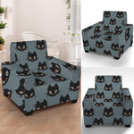 Black Cat Knitted Pattern Print Armchair Slipcover