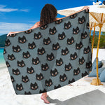 Black Cat Knitted Pattern Print Beach Sarong Wrap