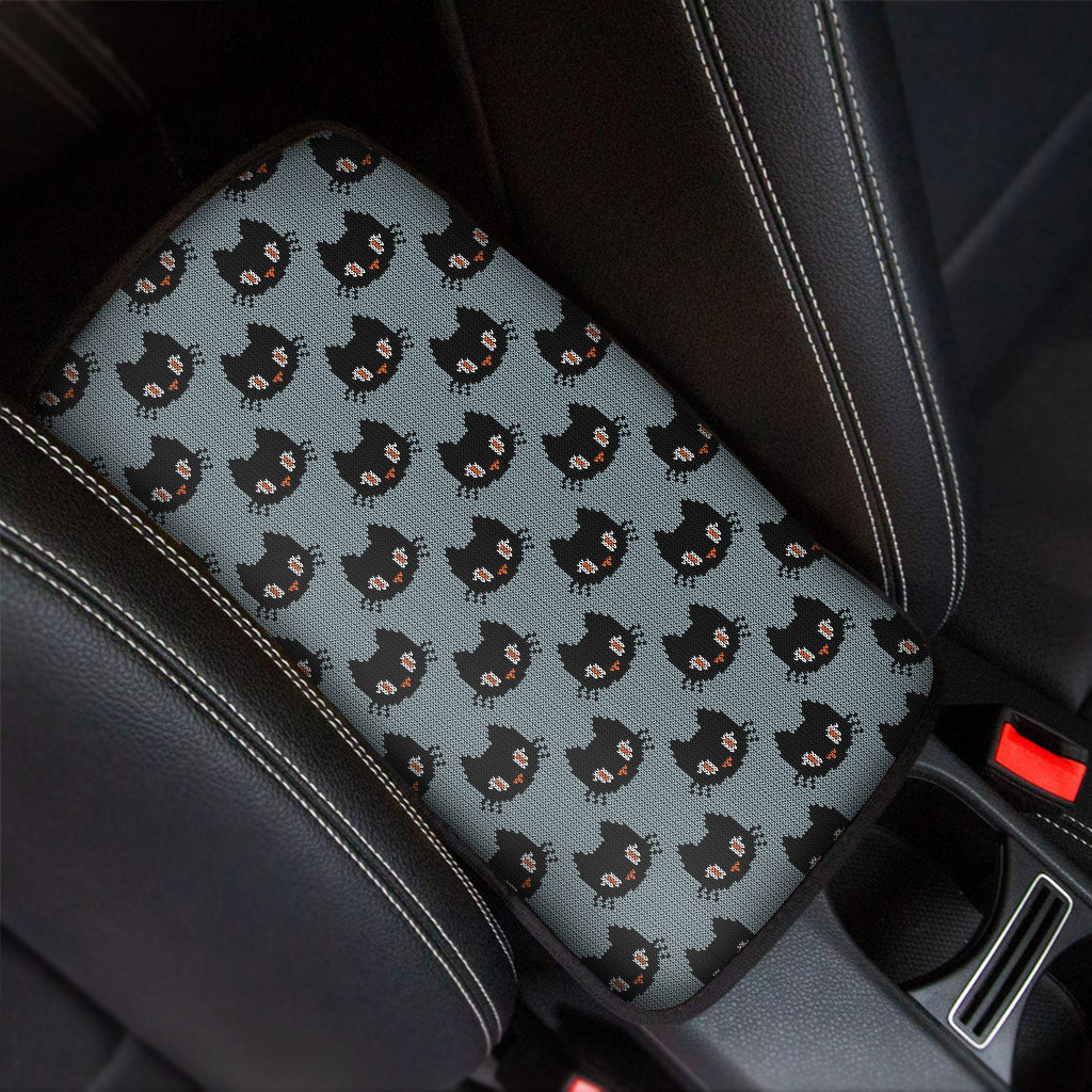 Black Cat Knitted Pattern Print Car Center Console Cover