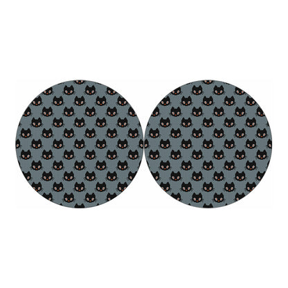 Black Cat Knitted Pattern Print Car Coasters