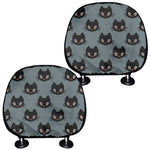 Black Cat Knitted Pattern Print Car Headrest Covers