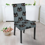 Black Cat Knitted Pattern Print Dining Chair Slipcover