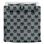 Black Cat Knitted Pattern Print Duvet Cover Bedding Set