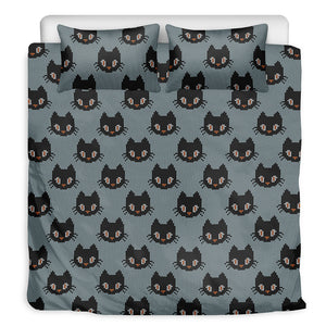 Black Cat Knitted Pattern Print Duvet Cover Bedding Set