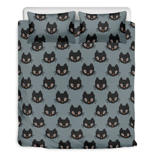 Black Cat Knitted Pattern Print Duvet Cover Bedding Set