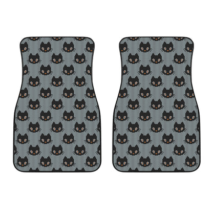 Black Cat Knitted Pattern Print Front Car Floor Mats