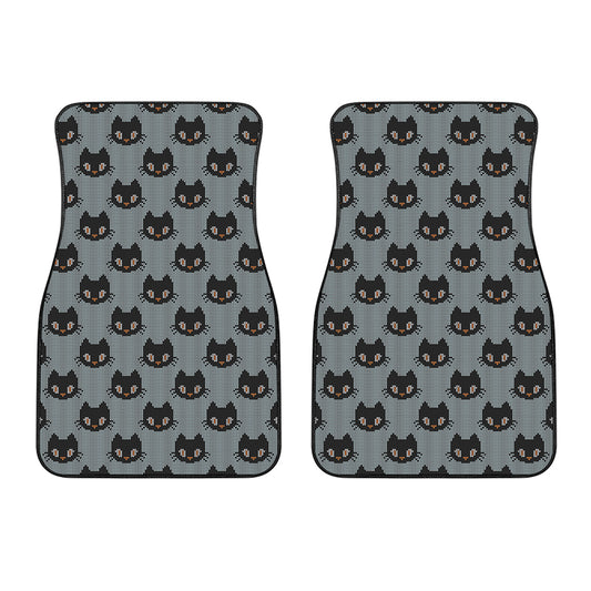 Black Cat Knitted Pattern Print Front Car Floor Mats